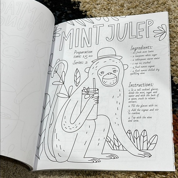 Drinking Animals Coloring Book for Adult Relaxation Recipes Included NWT - Picture 11 of 13